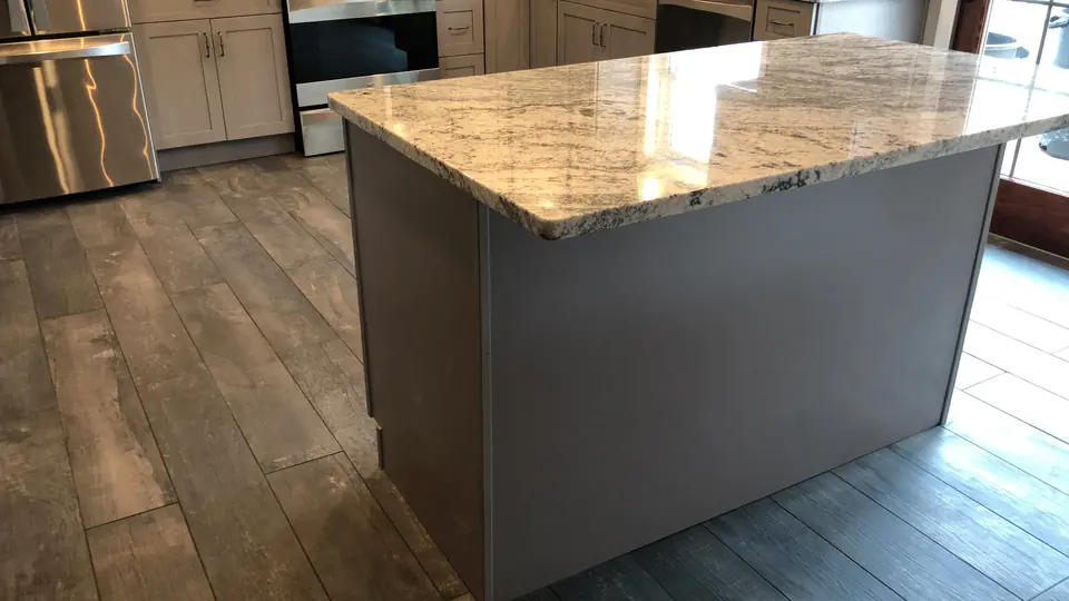 Gray island, granite top